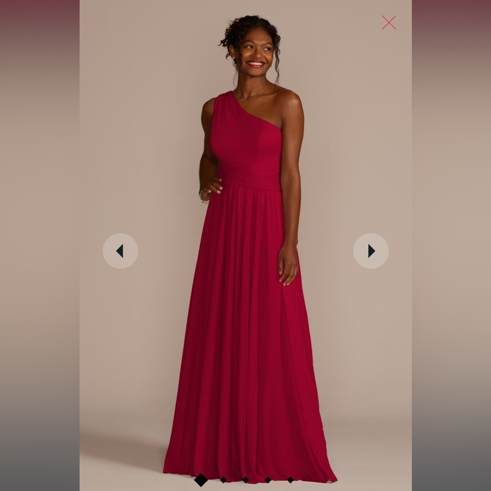 David’s Bridal One Shoulder Mesh | Color: Apple